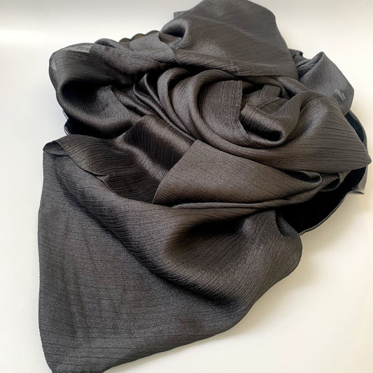 Black Cow Crinkle Silk Hijab