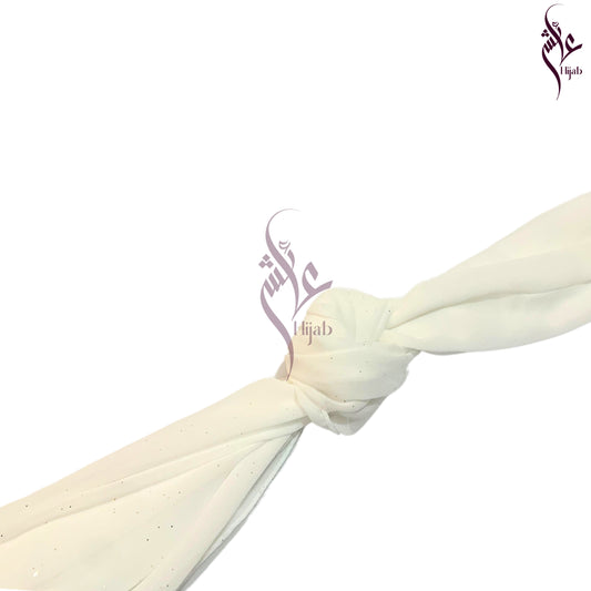 Chrome White Glitter Georgette Hijab