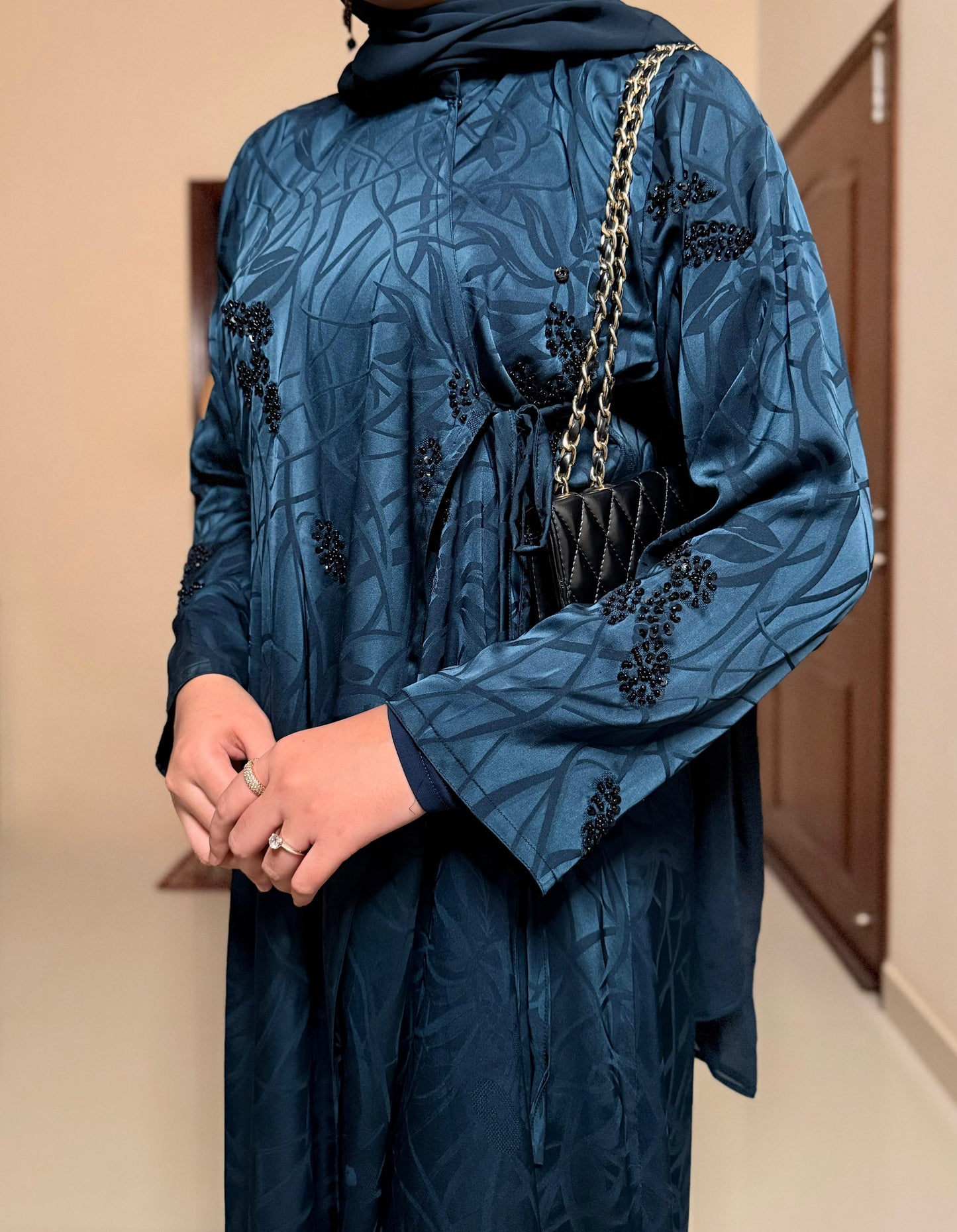 Kehra Bottle Green  Luxury Abaya