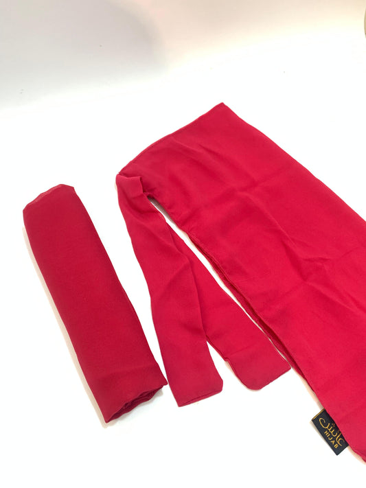 Red Ribbon Chiffon Niqab Set