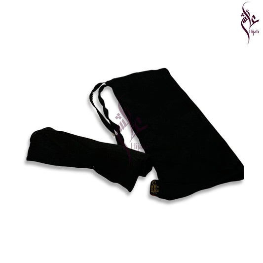 Black Crinkle Half Niqab set