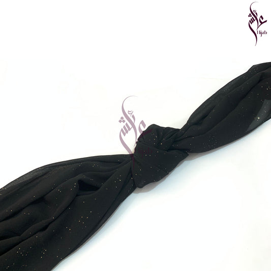 Black Glitter Georgette Hijab