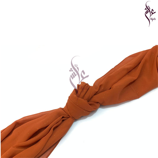 Brown Rust Glitter Georgette Hijab