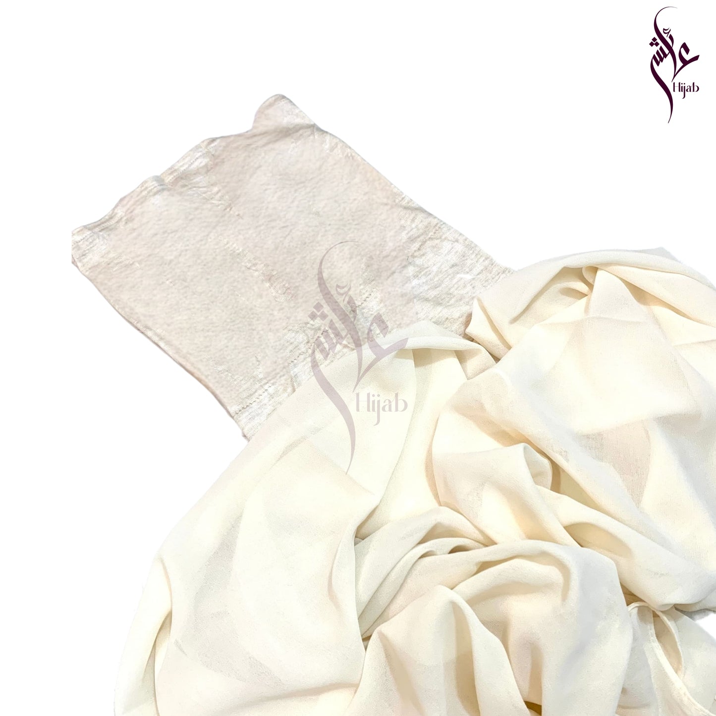 Buttery White Malaysian Cap Attach Hijab