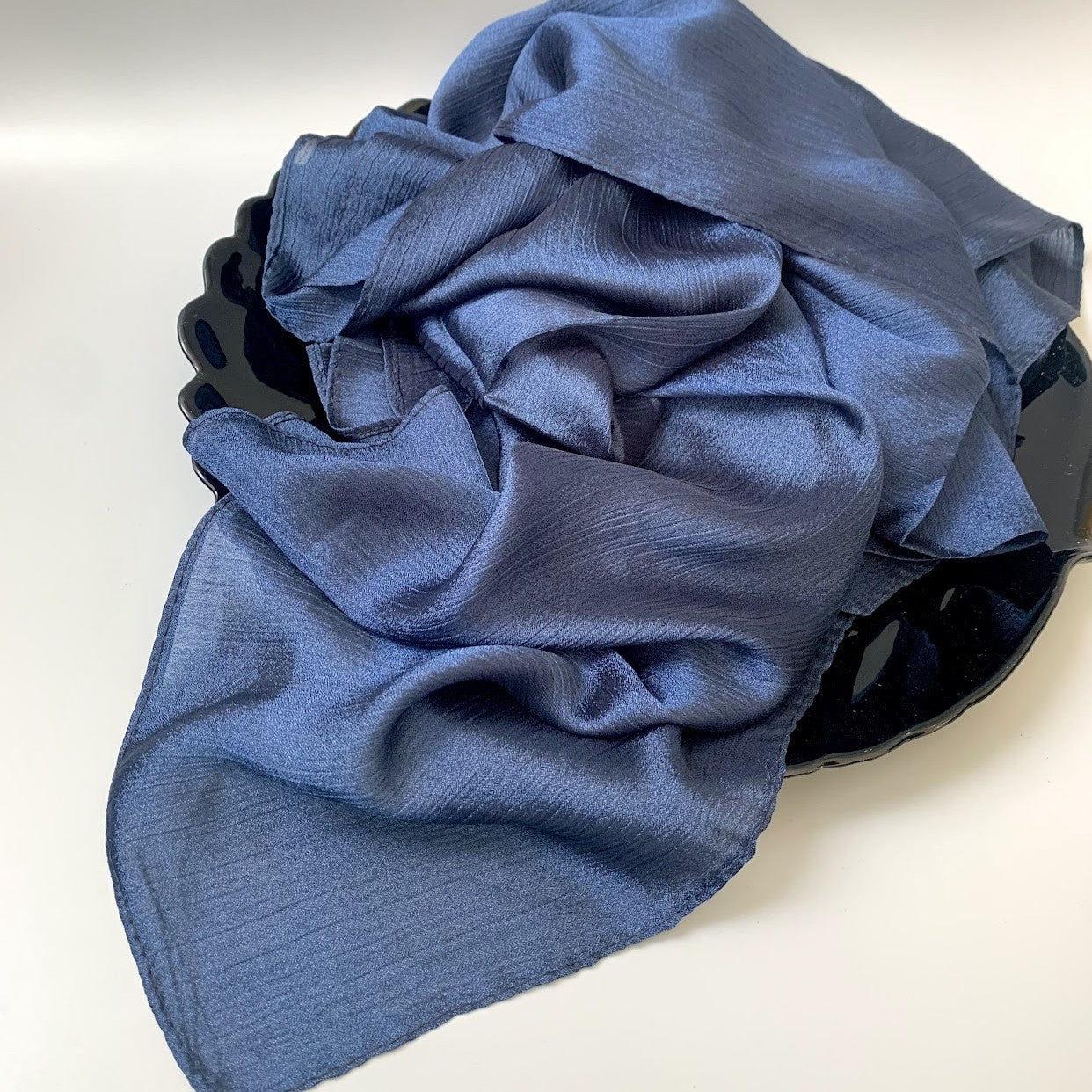 Dusky Blue Crinkle Silk Hijab