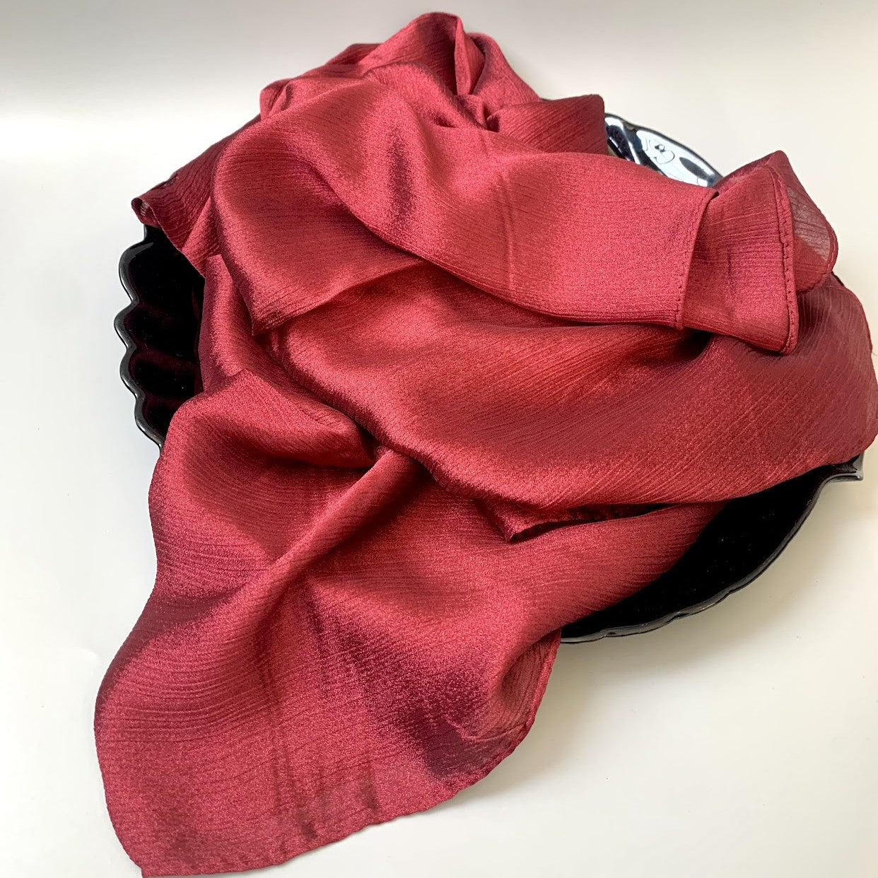 Fire Engine Red Crinkle Silk Hijab
