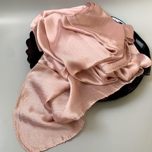 Pastel Pink Crinkle Silk Hijab