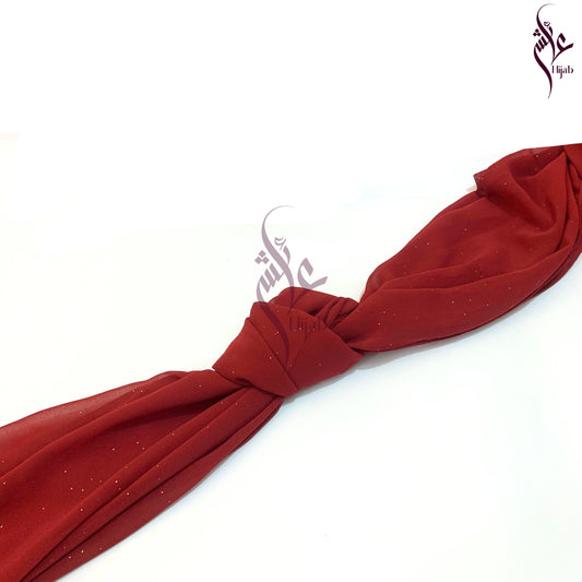 Red Brown Glitter Georgette Hijab