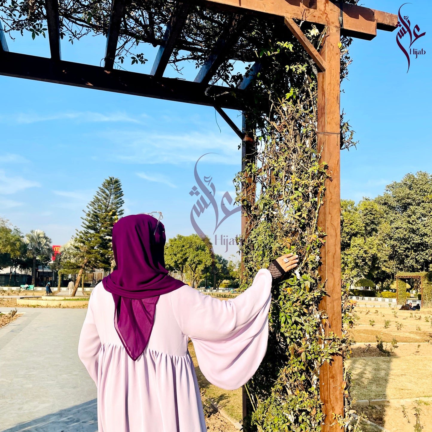 Lilac Veil Abaya With Chiffon Staller