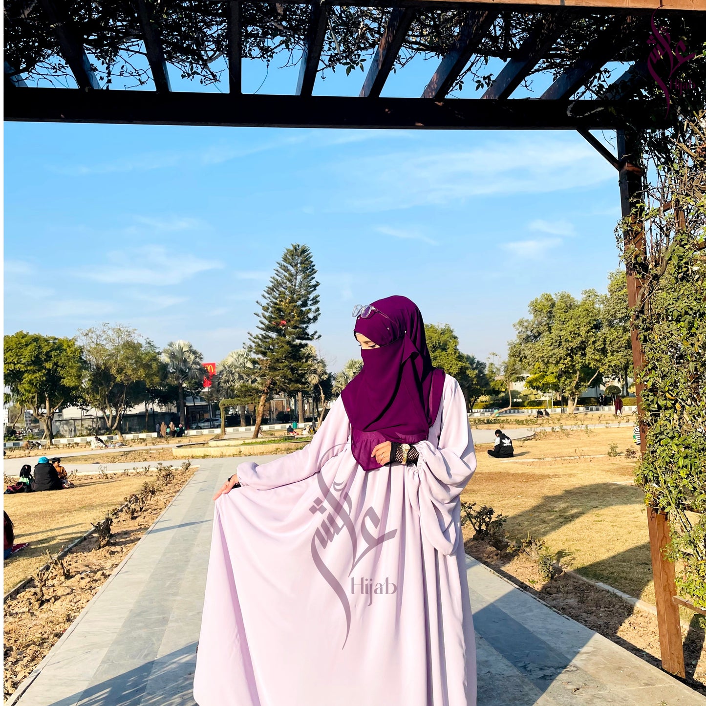 Lilac Veil Abaya With Chiffon Staller