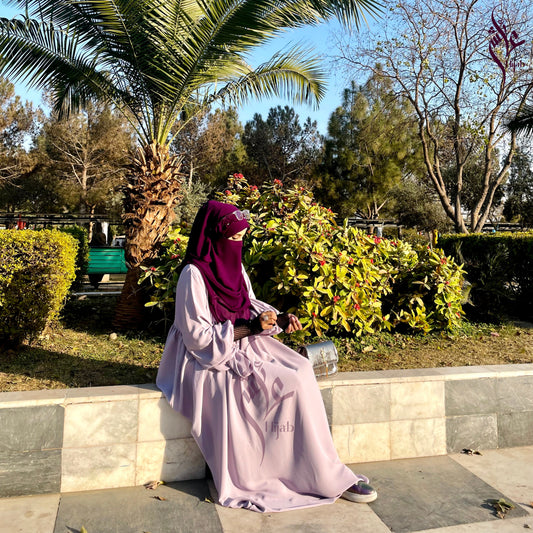 Lilac Veil Abaya With Chiffon Staller