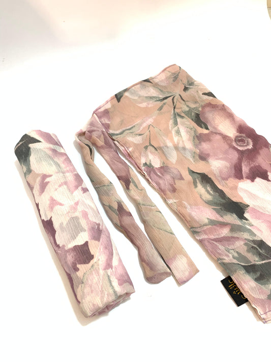 Printed Chiffon Niqab Set