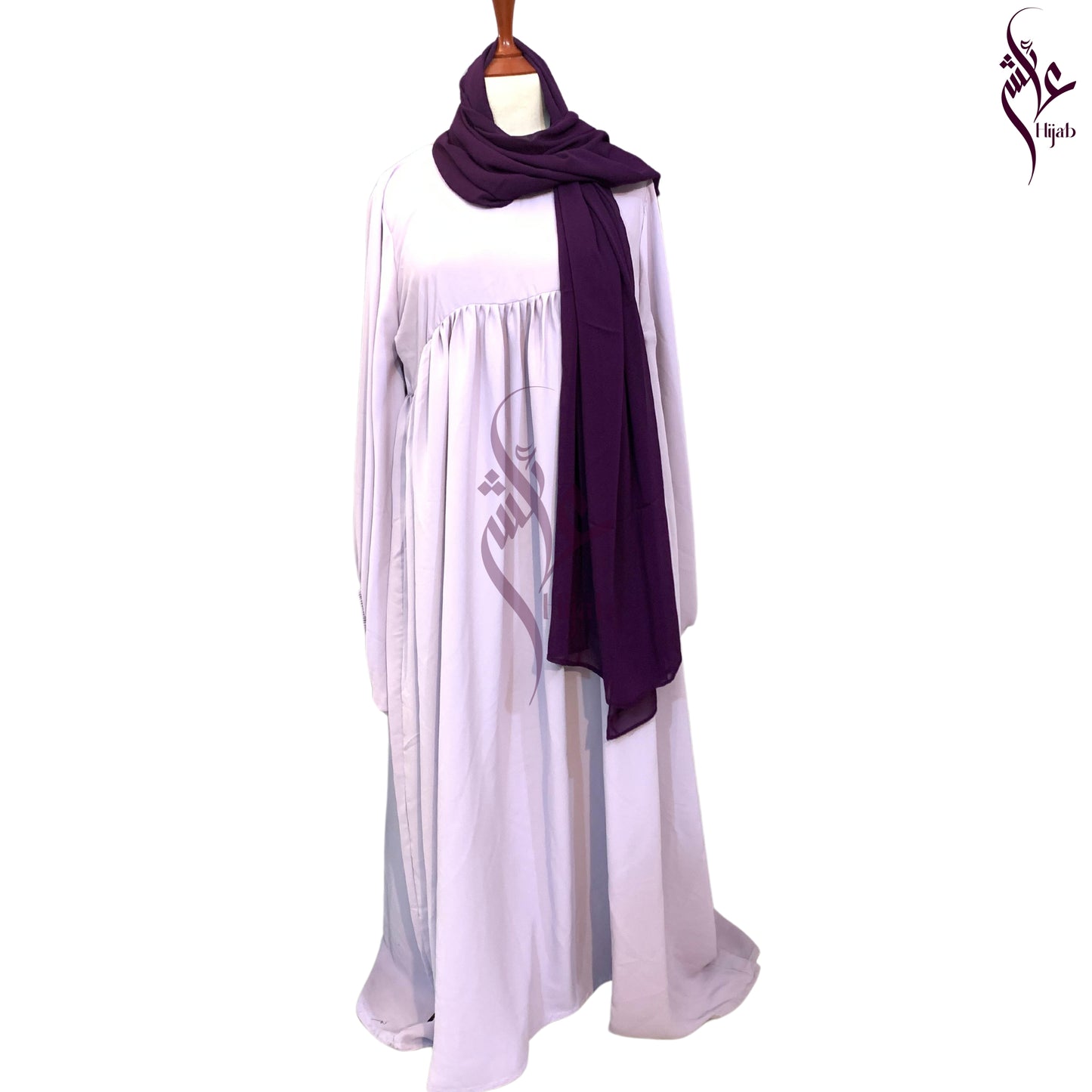 Lilac Veil Abaya With Chiffon Staller